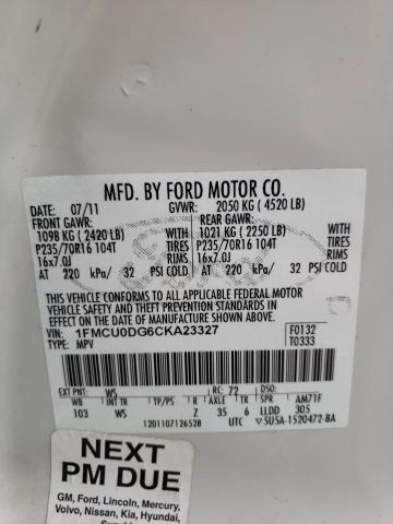 Zdjęcie 10 z aukcji – 2012 FORD ESCAPE XLT z VIN 1FMCU0DG6CKA23327