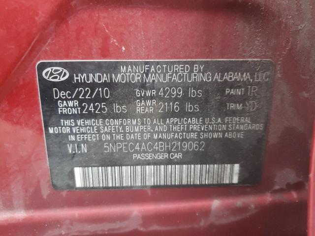 Photo 10 from auction – 2011 HYUNDAI SONATA SE with VIN 5NPEC4AC4BH219062