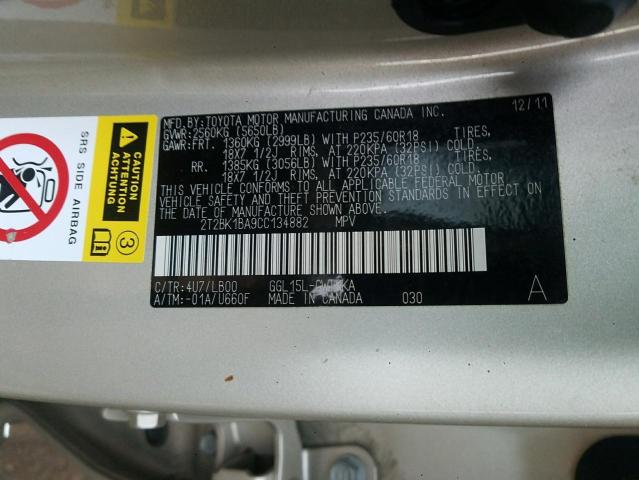 Photo 10 from auction – 2012 LEXUS RX 350 with VIN 2T2BK1BA9CC134882