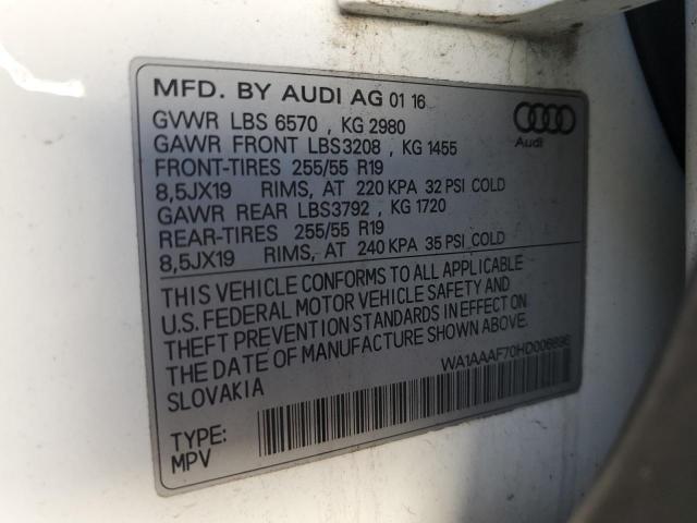Photo 10 from auction – 2017 AUDI Q7 PREMIUM with VIN WA1AAAF70HD006696