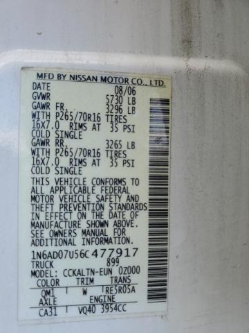 Photo 10 from auction – 2006 NISSAN FRONTIER C with VIN 1N6AD07U56C477917