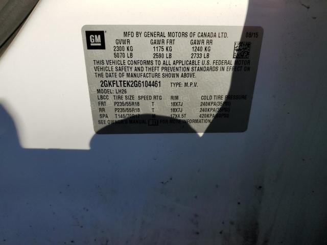 Photo 10 from auction – 2016 GMC TERRAIN SL with VIN 2GKFLTEK2G6104461