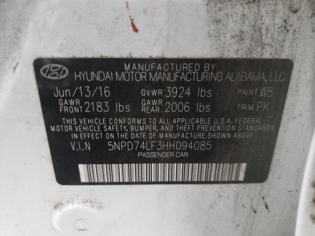 Photo 10 from auction – 2017 HYUNDAI ELANTRA SE with VIN 5NPD74LF3HH094085