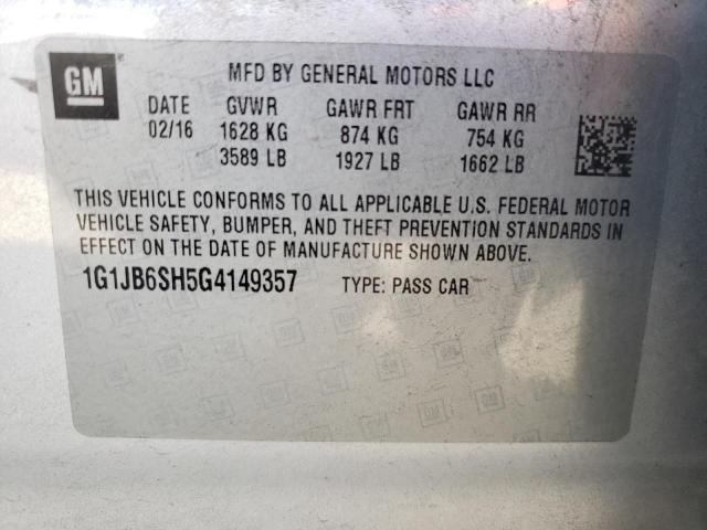 Photo 10 from auction – 2016 CHEVROLET SONIC LS with VIN 1G1JB6SH5G4149357