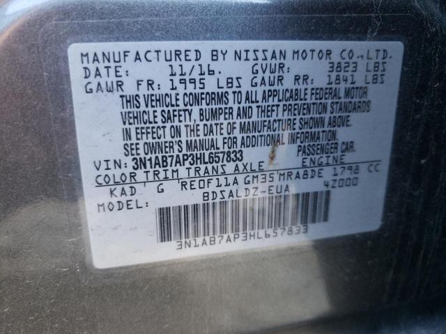Photo 10 from auction – 2017 NISSAN SENTRA S with VIN 3N1AB7AP3HL657833