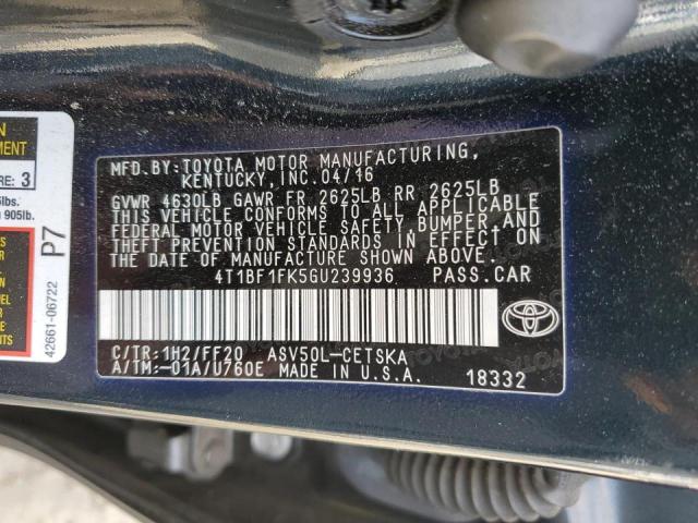 Photo 10 from auction – 2016 TOYOTA CAMRY LE with VIN 4T1BF1FK5GU239936