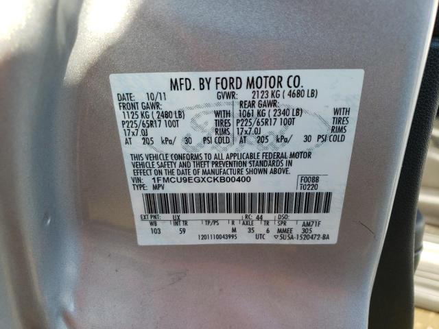 Photo 10 from auction – 2012 FORD ESCAPE LIM with VIN 1FMCU9EGXCKB00400