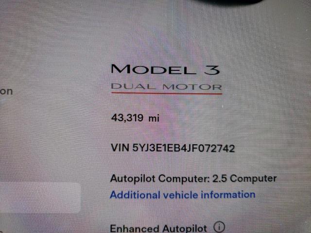Photo 8 from auction – 2018 TESLA MODEL 3 with VIN 5YJ3E1EB4JF072742