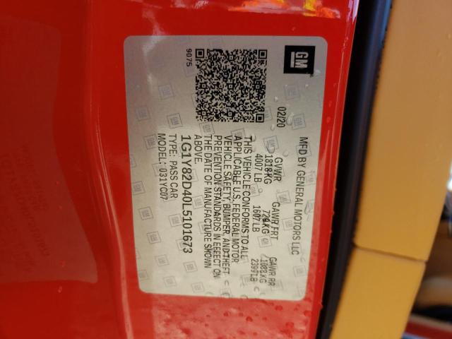 Photo 10 from auction – 2020 CHEVROLET CORVETTE S with VIN 1G1Y82D40L5101673