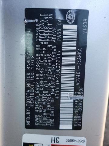 Photo 10 from auction – 2009 TOYOTA CAMRY BASE with VIN 4T1BE46K09U377505