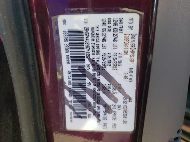 Photo 10 from auction – 2000 DODGE GRAND CARA with VIN 2B4GP44G8YR741990
