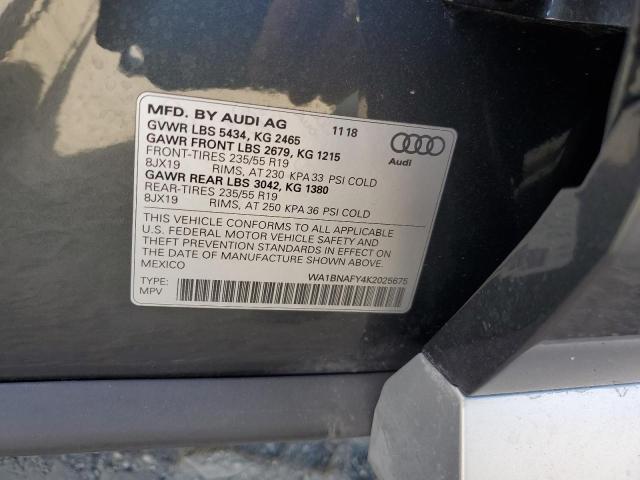 Photo 10 from auction – 2019 AUDI Q5 PREMIUM with VIN WA1BNAFY4K2025675