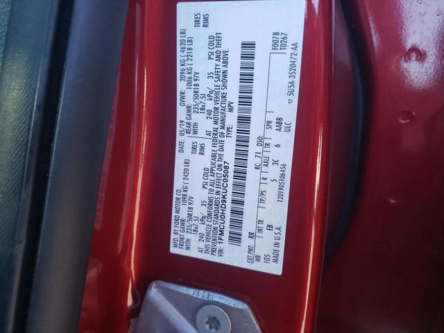 Photo 10 from auction – 2019 FORD ESCAPE SEL with VIN 1FMCU0HD9KUC05087