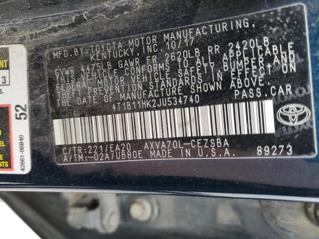 Photo 10 from auction – 2018 TOYOTA CAMRY L with VIN 4T1B11HK2JU534740