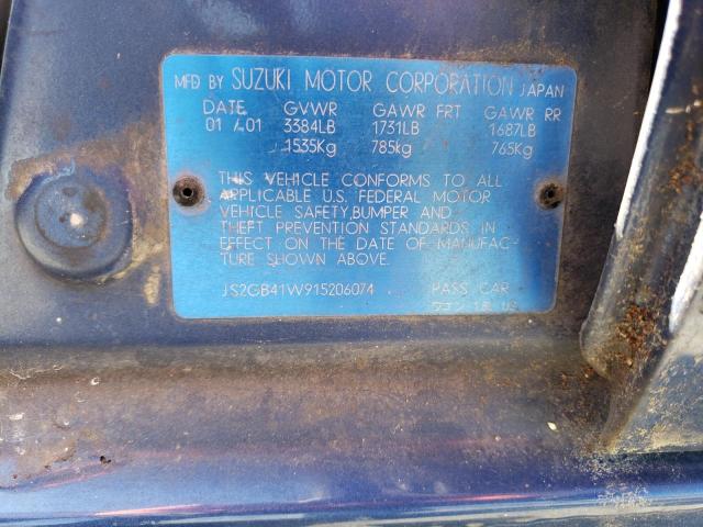 Photo 10 from auction – 2001 SUZUKI ESTEEM GL with VIN JS2GB41W915206074