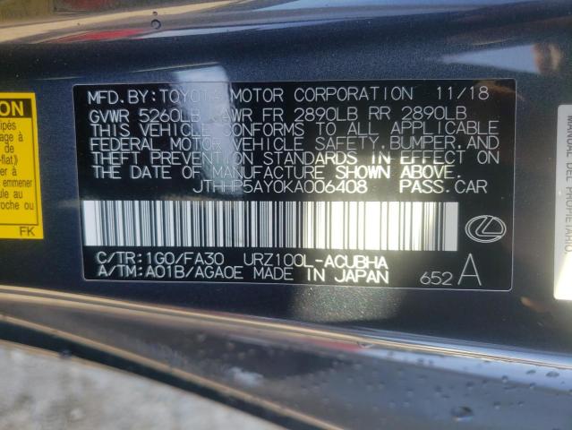 Photo 10 from auction – 2019 LEXUS LC 500 with VIN JTHHP5AY0KA006408