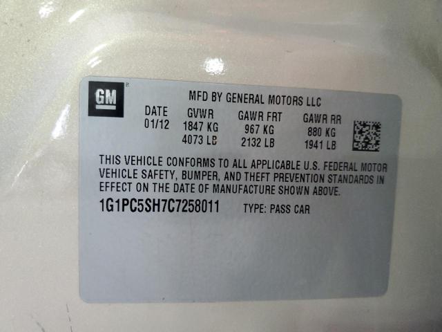 Photo 10 from auction – 2012 CHEVROLET CRUZE LS with VIN 1G1PC5SH7C7258011
