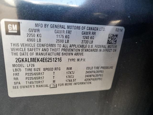 Photo 10 from auction – 2014 GMC TERRAIN SL with VIN 2GKALMEK4E6251216
