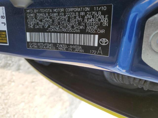 Photo 10 from auction – 2011 TOYOTA PRIUS with VIN JTDKN3DU9B0250266