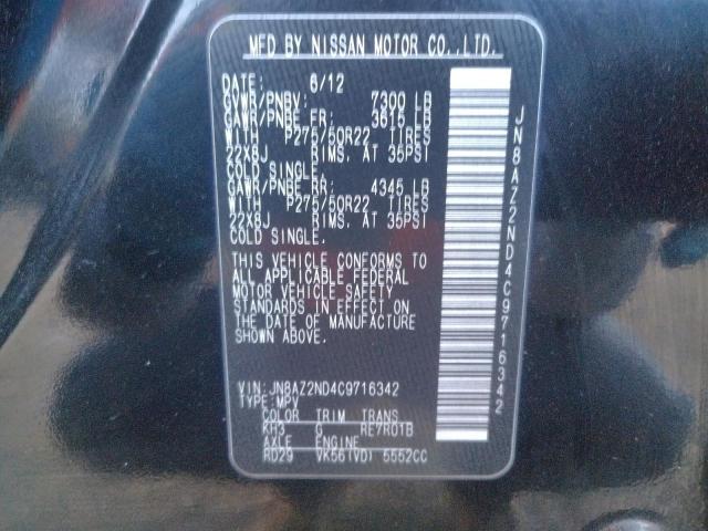 Photo 10 from auction – 2012 INFINITI QX56 with VIN JN8AZ2ND4C9716342