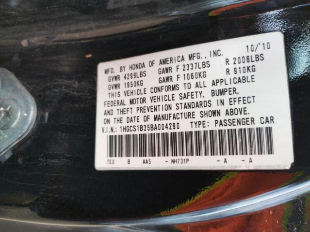 Photo 10 from auction – 2011 HONDA ACCORD LX- with VIN 1HGCS1B35BA004290