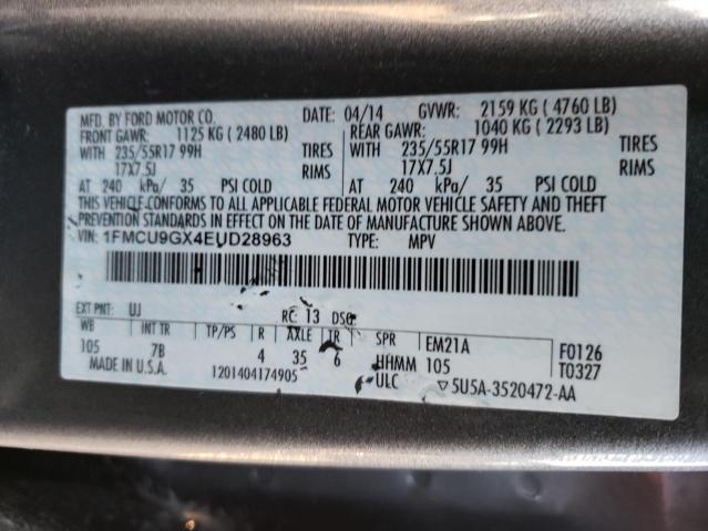 Photo 10 from auction – 2014 FORD ESCAPE SE with VIN 1FMCU9GX4EUD28963