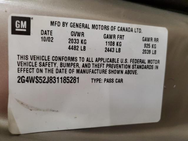 Photo 10 from auction – 2003 BUICK CENTURY CU with VIN 2G4WS52J831185281