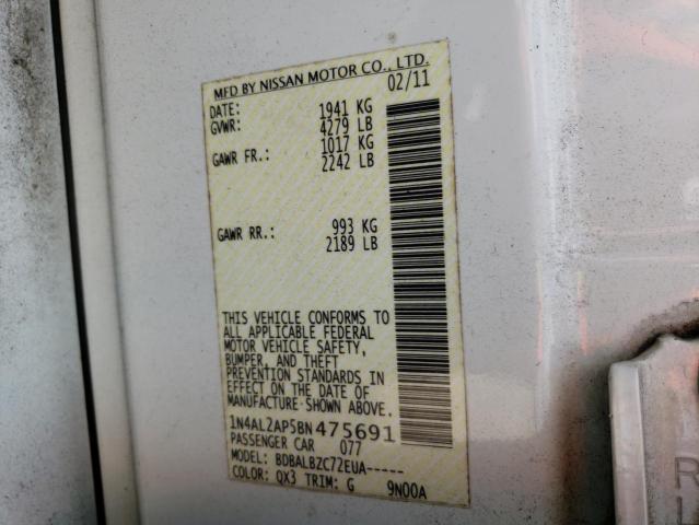 Photo 10 from auction – 2011 NISSAN ALTIMA BAS with VIN 1N4AL2AP5BN475691