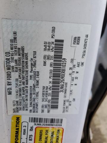 Zdjęcie 10 z aukcji – 2014 LINCOLN MKZ z VIN 3LN6L2G90ER810359
