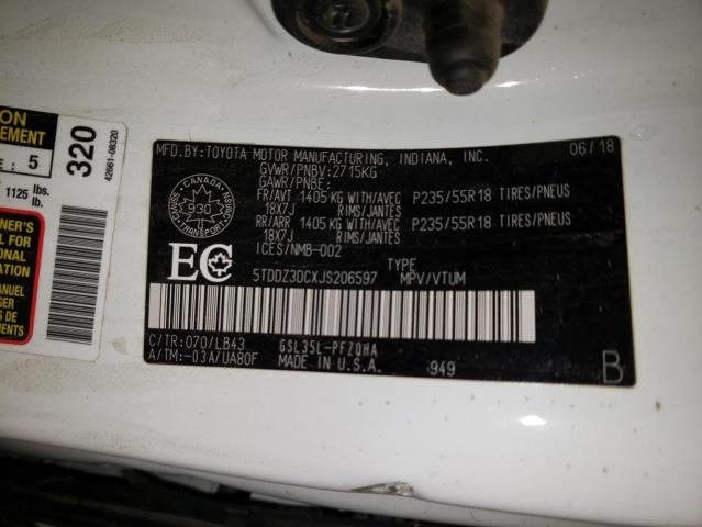 Photo 10 from auction – 2018 TOYOTA SIENNA XLE with VIN 5TDDZ3DCXJS206597