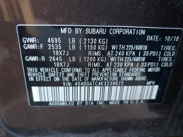 Photo 10 from auction – 2019 SUBARU OUTBACK TO with VIN 4S4BSATC4K3238672
