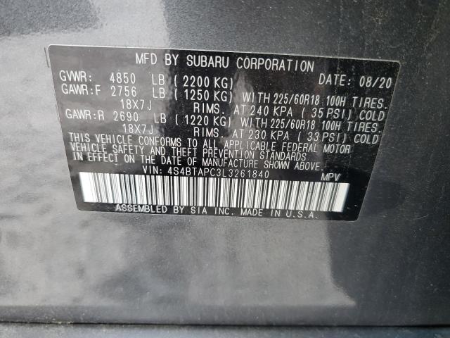Photo 10 from auction – 2020 SUBARU OUTBACK TO with VIN 4S4BTAPC3L3261840