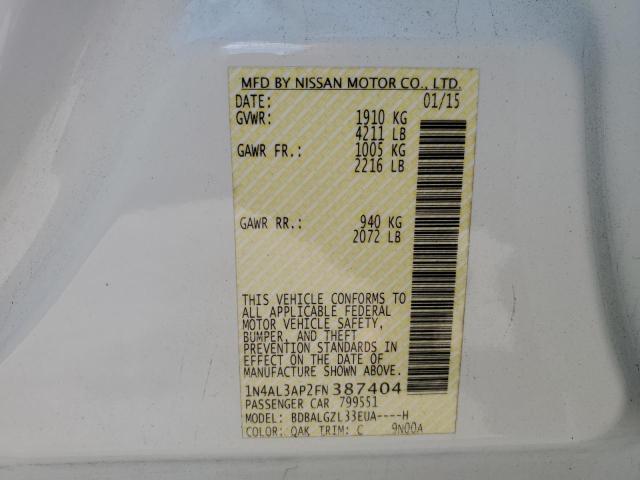 Photo 10 from auction – 2015 NISSAN ALTIMA 2.5 with VIN 1N4AL3AP2FN387404