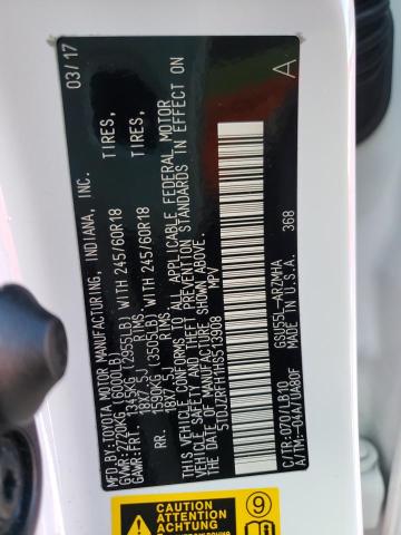 Photo 10 from auction – 2017 TOYOTA HIGHLANDER with VIN 5TDJZRFH1HS513908