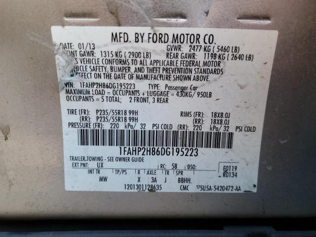 Photo 10 from auction – 2013 FORD TAURUS SEL with VIN 1FAHP2H86DG195223