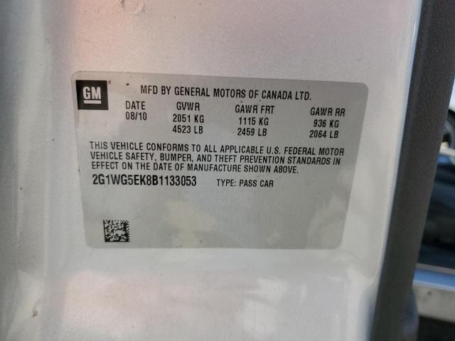 Photo 10 from auction – 2011 CHEVROLET IMPALA LT with VIN 2G1WG5EK8B1133053