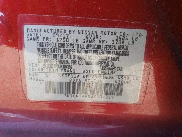 Photo 10 from auction – 2018 NISSAN VERSA S with VIN 3N1CN7APXJK404357