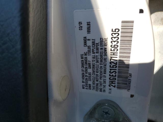 Photo 10 from auction – 2001 HONDA CIVIC DX with VIN 2HGES15271H563335
