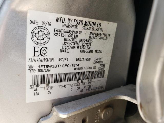 Photo 10 from auction – 2016 FORD F350 SUPER with VIN 1FT8W3BT1GEC47874