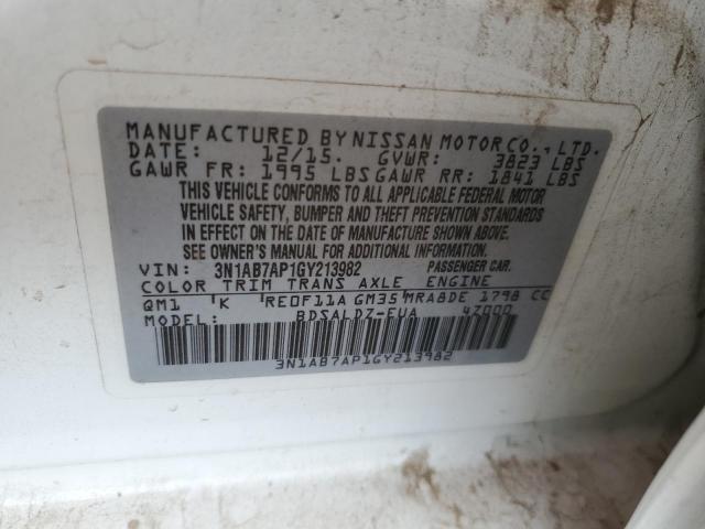 Photo 10 from auction – 2016 NISSAN SENTRA S with VIN 3N1AB7AP1GY213982