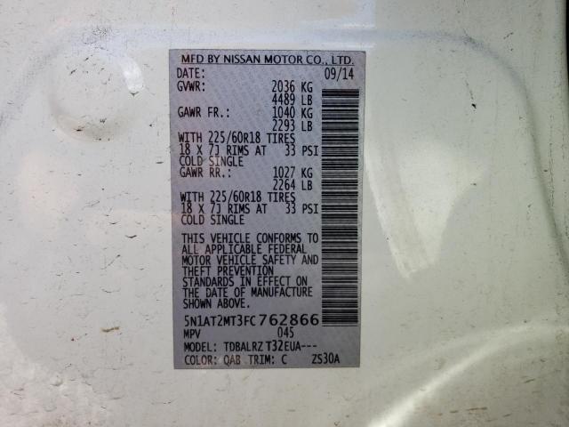 Photo 10 from auction – 2015 NISSAN ROGUE S with VIN 5N1AT2MT3FC762866