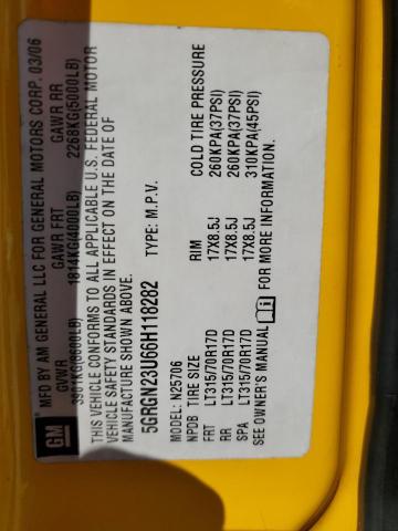 Photo 10 from auction – 2006 HUMMER H2 with VIN 5GRGN23U66H118282