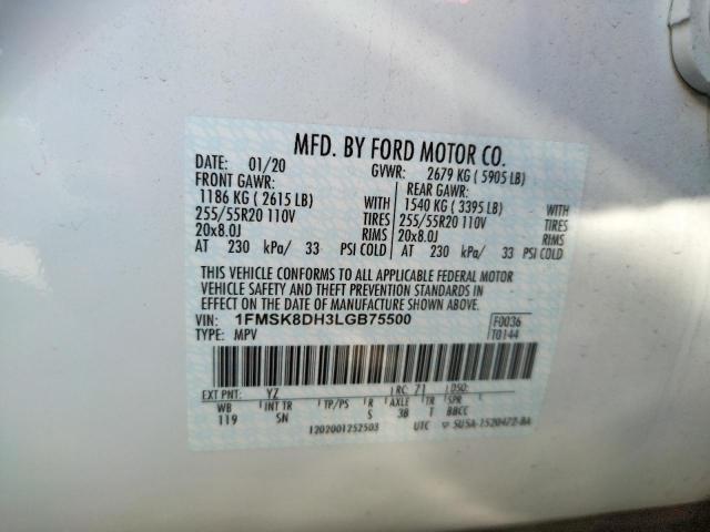Photo 10 from auction – 2020 FORD EXPLORER X with VIN 1FMSK8DH3LGB75500