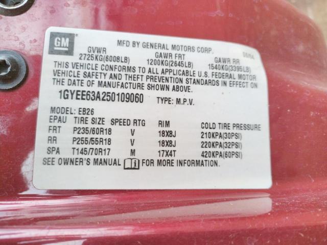 Photo 10 from auction – 2005 CADILLAC SRX with VIN 1GYEE63A250109060