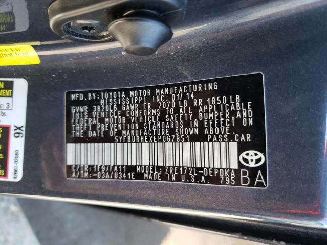 Photo 10 from auction – 2014 TOYOTA COROLLA L with VIN 5YFBURHEXEP067851