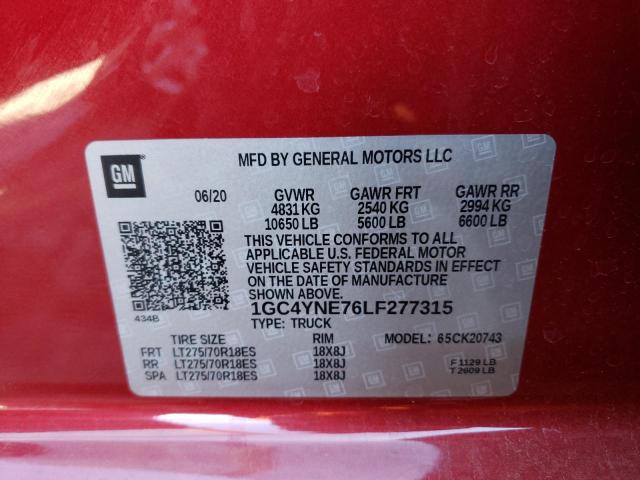 Photo 10 from auction – 2020 CHEVROLET SILVERADO with VIN 1GC4YNE76LF277315
