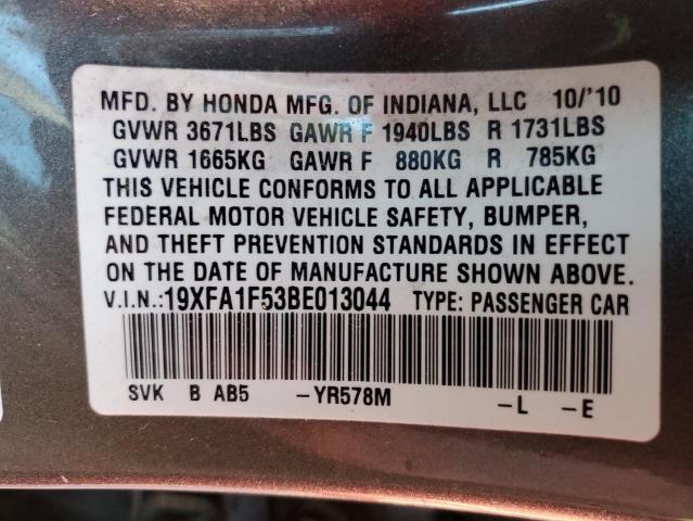 Photo 10 from auction – 2011 HONDA CIVIC LX with VIN 19XFA1F53BE013044