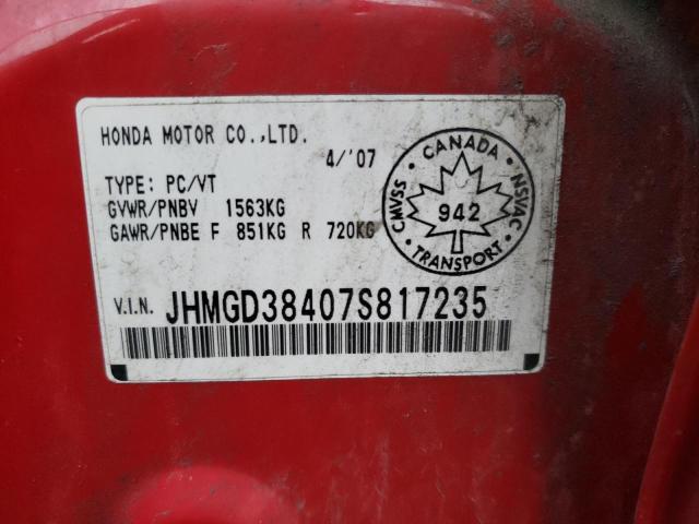 Photo 10 from auction – 2007 HONDA FIT with VIN JHMGD38407S817235