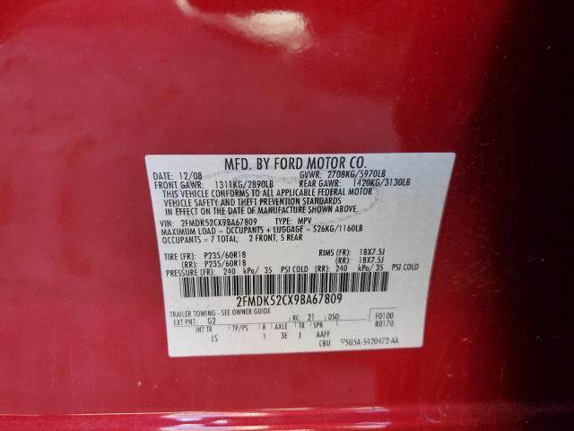 Photo 10 from auction – 2009 FORD FLEX SEL with VIN 2FMDK52CX9BA67809