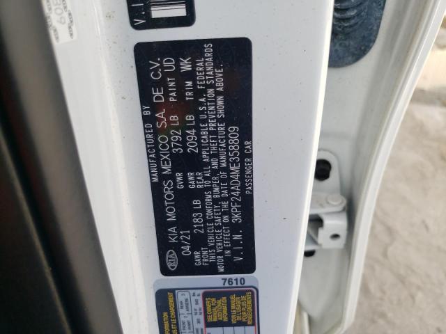 Photo 10 from auction – 2021 KIA FORTE FE with VIN 3KPF24AD4ME358809
